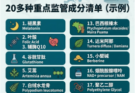 NMN、褪黑素、麦角硫因、谷胱甘肽等20+种保健品成分跨境进口监管新规