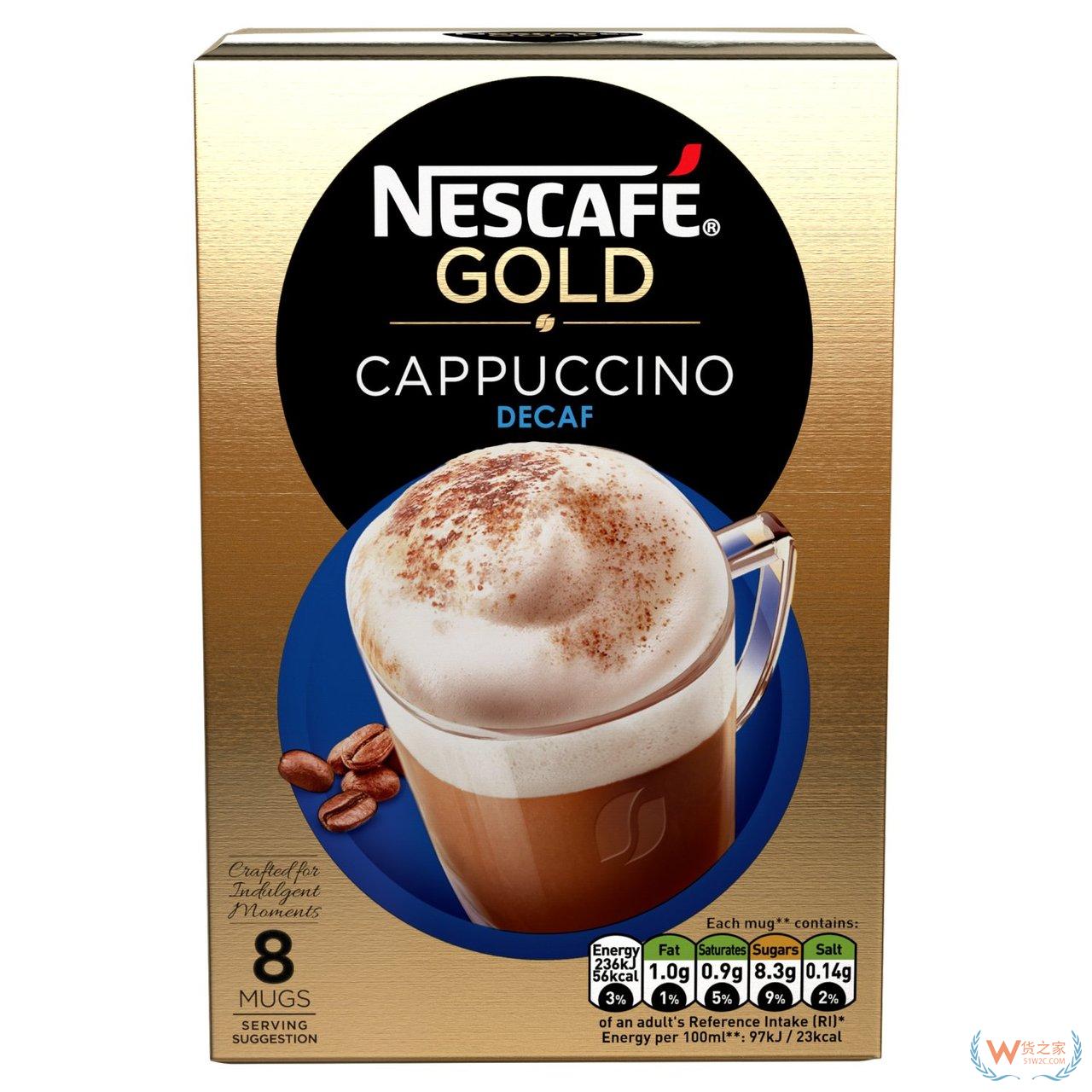 英国进口食品,英国Nescafe雀巢金牌卡布奇诺无因咖啡120g/盒-货之家