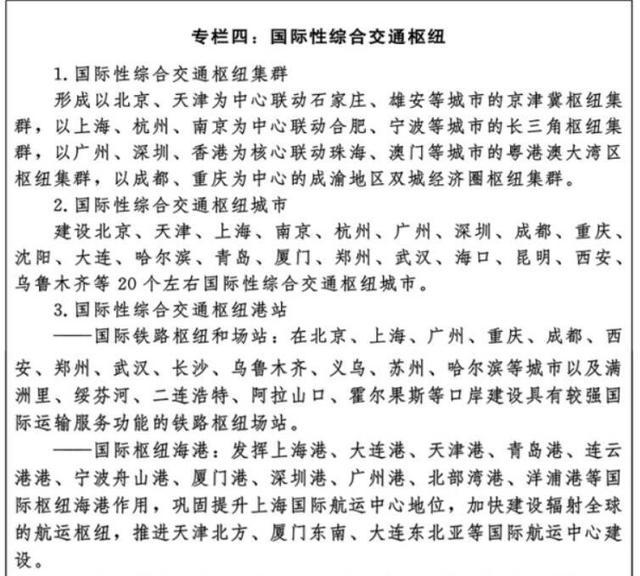 建设20个国际性综合交通枢纽城市，新增杭州、南京、沈阳等城市-货之家